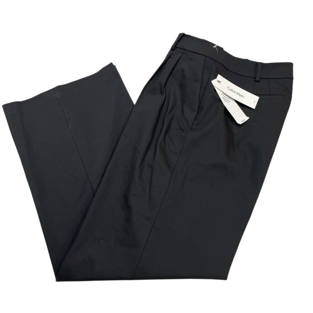 Calvin Klein Pants Black Wide Leg Dress Trouser Size 14 Capsule Neutral Office